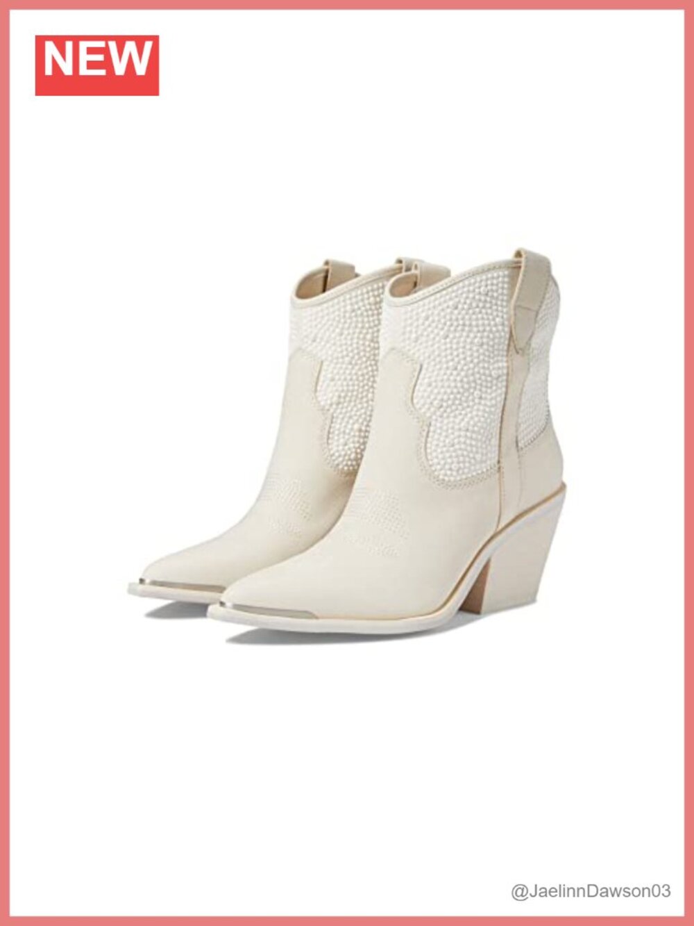 Dolce Vita Nashe Western Bootie Crystal Embellished Pointed Toe Stacked Heel
